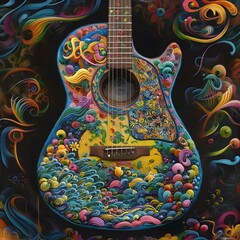 Electric guitar in the garden. Generative ai	