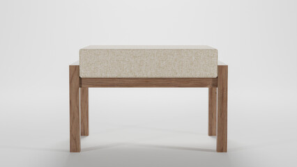 Wooden ottomans with fabric cushion premium photo 3d render