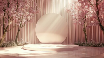 Capture the essence of elegance with a stunning front view of the Beauty Pageant Podium against a dazzling Stage Background.