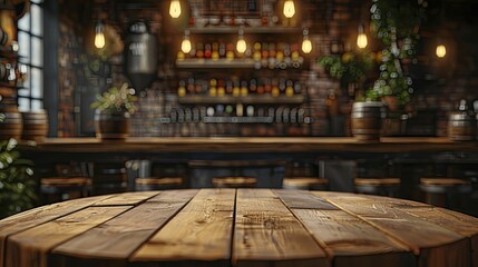 Obraz premium Capture the essence of craft beer excellence at the Beer Festival Wooden Podium set against a captivating Brewery Background.
