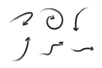 Double line Brush Arrow Direction Shape Curved Line Pictogram Symbol Visual Illustration Set