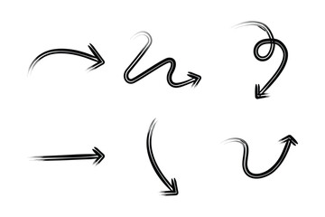 Double line Brush Arrow Direction Shape Curved Line Pictogram Symbol Visual Illustration Set