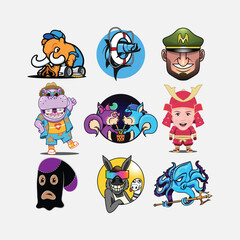 Obraz premium Variuos Characters logo and icons vol 2