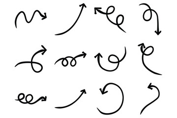 Abstract Arrow Direction Shape Curved Line Pictogram Symbol Visual Illustration Set