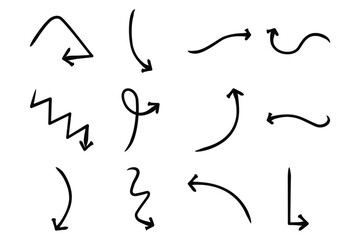 Abstract Arrow Direction Shape Curved Line Pictogram Symbol Visual Illustration Set