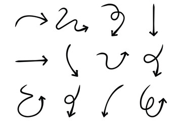 Abstract Arrow Direction Shape Curved Line Pictogram Symbol Visual Illustration Set