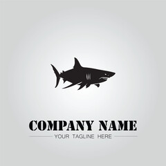 Shark silhouette illustration design for company logo vector image on the white background