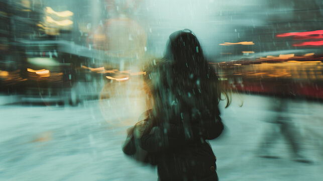 Surreal Urban Blur: A Minimalistic, Nihilistic Depiction of a City's Cold Psyche