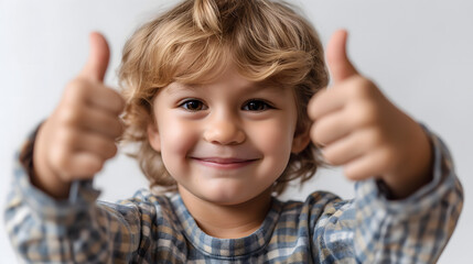 A toddler giving a thumbs up isolated on transparent