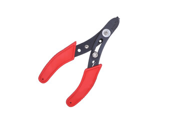 wire stripper and cutter  with red rubber handle isolated