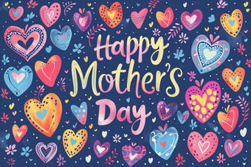 Vector Illustration: Celebrate Mother's Day with Cheerful Hearts