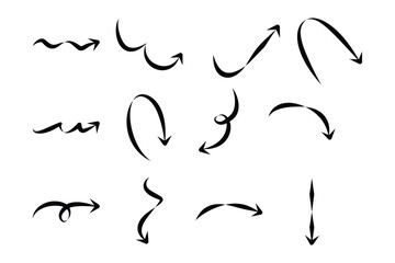 Abstract Arrow Direction Shape Curved Line Pictogram Symbol Visual Illustration Set