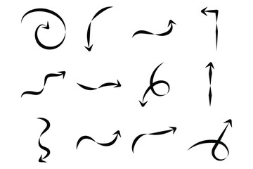 Abstract Arrow Direction Shape Curved Line Pictogram Symbol Visual Illustration Set