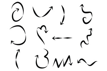 Abstract Arrow Direction Shape Curved Line Pictogram Symbol Visual Illustration Set