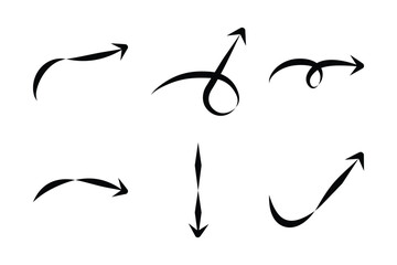 Abstract Arrow Direction Shape Curved Line Pictogram Symbol Visual Illustration Set