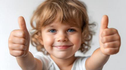 A toddler giving a thumbs up isolated on transparent