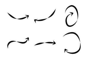 Abstract Arrow Direction Shape Curved Line Pictogram Symbol Visual Illustration Set