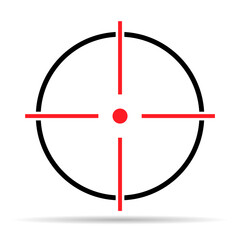 Crosshair army target shadow icon, hunting cross sign mark, graphic vector illustration