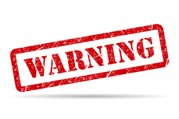 Warning stamp shadow symbol, label sticker sign button, text banner vector illustration