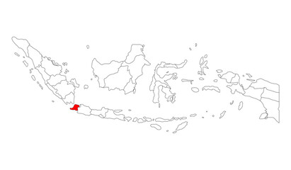 Obraz premium Indonesia detailed Banten map shape, Flat web graphic concept icon symbol vector illustration