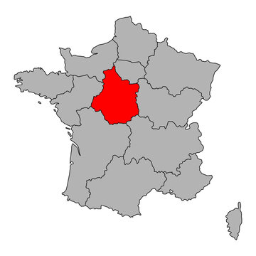 Central Vale of the Loire of France map symbol shape, travel web flat concept icon symbol vector