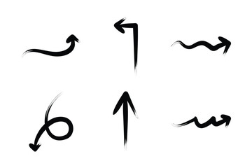 Brush Arrow Direction Shape Curved Line Pictogram Symbol Visual Illustration Set