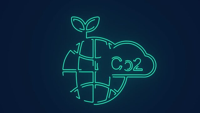 earth globe co2 emissions reduction with green ecology development animation