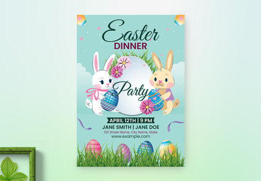 Easter Dinner Party Flyer Template