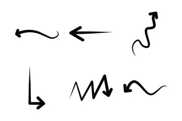 Fototapeta premium Hand drawn arrow Shape Curved Lines Set.