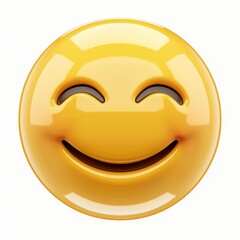 Fototapeta premium A content smiling emoji with closed eyes, showcasing a warm, satisfied expression in a simple yet expressive design.