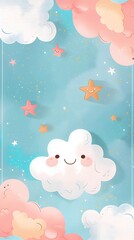 Obraz premium Whimsical Pastel Clouds and Starry Sky in Soft Dreamy Aesthetic for Backdrops and Designs