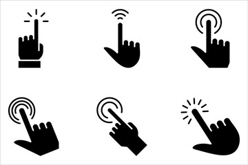 Hand click icon set. pointer icon vector. touch screen symbol on white background 