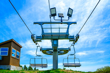 Empty Ski Lifts on the Hill in Summer