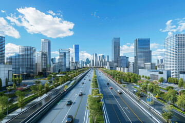 Obraz premium An artist 's impression of a highway going through a city