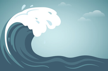 Summer Vector abstract background with waves on sea for surf. Banner Design template for Brochure, Flyer for business purposes.
