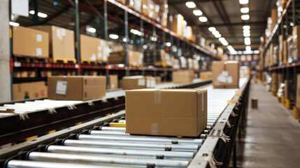 Ecommerce Distribution: Packages on Conveyor Belt