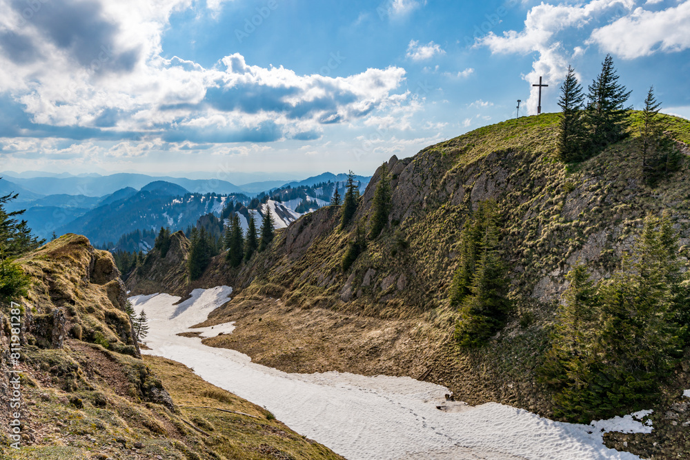 Sticker Beautiful mountain tour in spring to the Siplingerkopf from Balderschwang in the Allgau