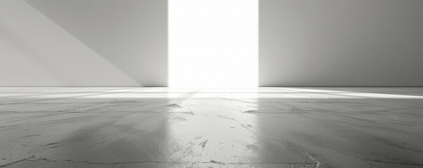 A large open doorway in a white room. The doorway is the only source of light in the room