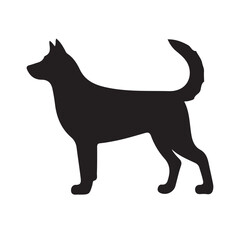 isolated black silhouette of a dog collection, Set of dog silhouette vector. Dogs and puppies in different breed, corgi, golden retriever, poses, sitting, standing, jump