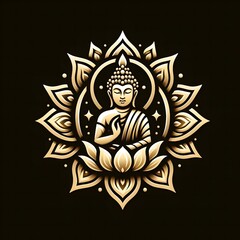 AI Generate of Luxury Premium Symbol Vector of Vesak Day with Buddha Statue, Buddha, Lantern, Candle Light, Lotus