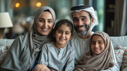 Joyful Middle Eastern Family Portrait: Loving Moments of Togetherness