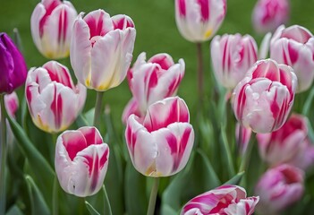 Fototapeta premium A view of some Tulips in a Garden