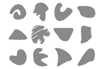 Blobs Abstract Fluid Shape Stripe lines Set Abstract Black Shapes Liquid Shape Elements Random Outline Fluid Shapes.