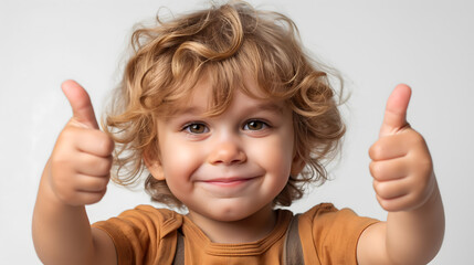 A toddler giving a thumbs up isolated on transparent