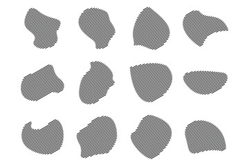 Blobs Abstract Fluid Shape Stripe lines Set Abstract Black Shapes Liquid Shape Elements Random Outline Fluid Shapes.