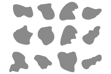 Blobs Abstract Fluid Shape Stripe lines Set Abstract Black Shapes Liquid Shape Elements Random Outline Fluid Shapes.