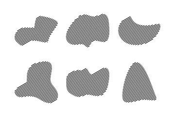 Blobs Abstract Fluid Shape Stripe lines Set Abstract Black Shapes Liquid Shape Elements Random Outline Fluid Shapes.