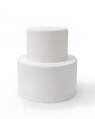 White pure two tier cake mock up front view isolated on white background. 