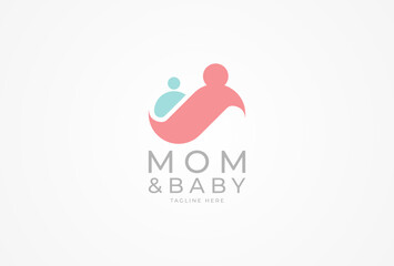 Mom and Baby logo,  usable for brand and company logos, logo design template element, vector illustration
