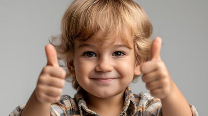 A toddler giving a thumbs up isolated on transparent